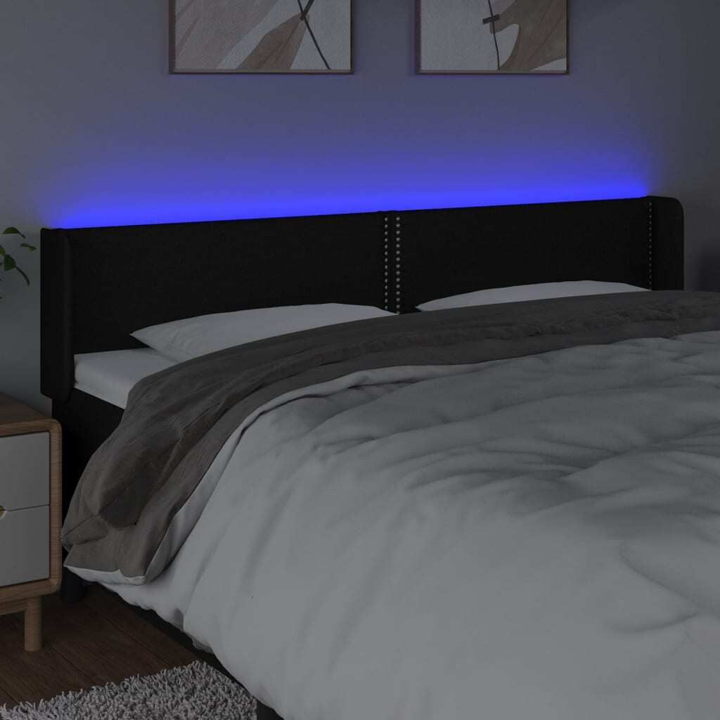 Maison Exclusive - LED Kopfteil Schwarz 203x16x78/88 cm Stoff