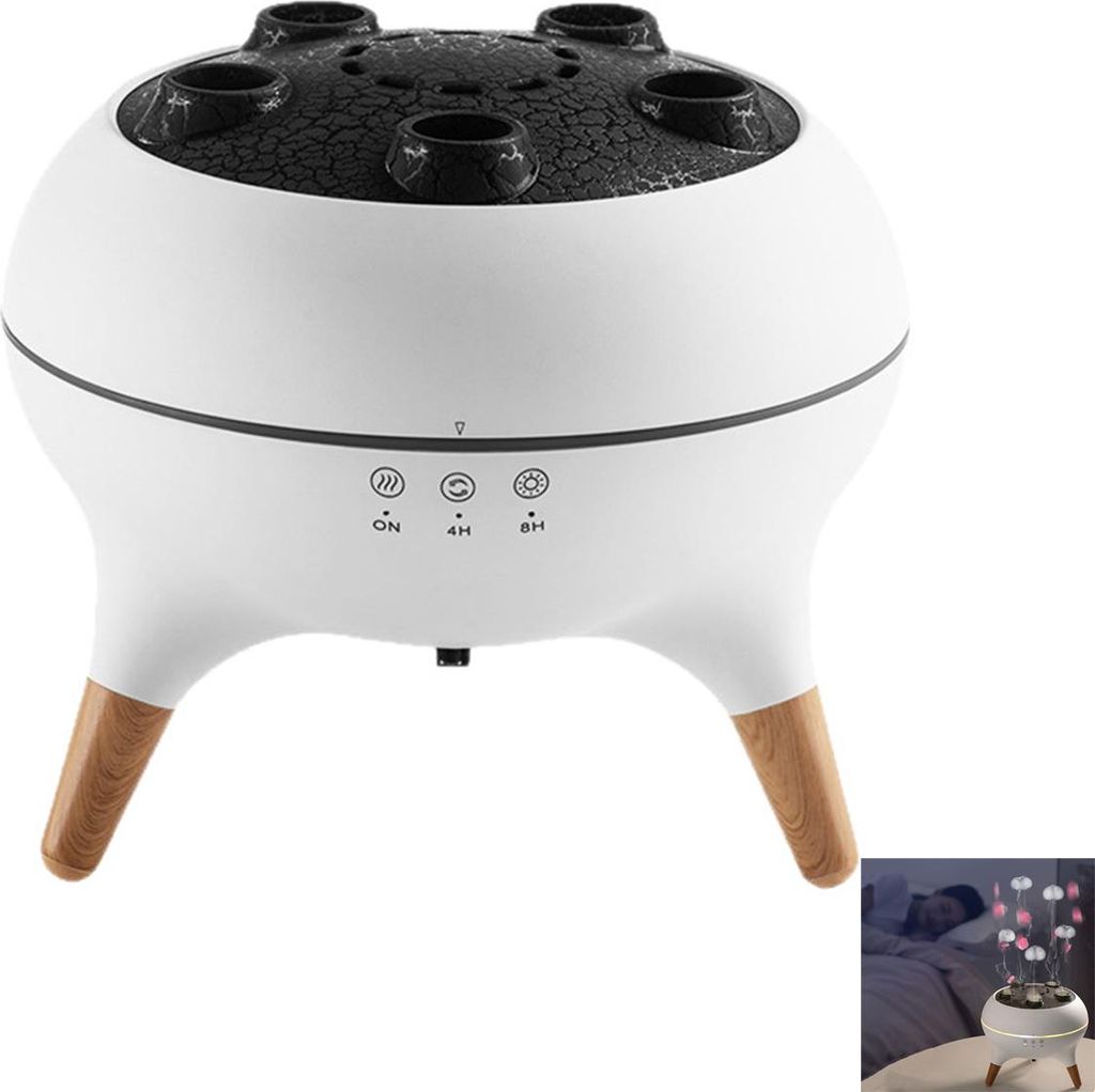 Flammen-Aroma-Diffusor, 250-ml-Luftbefeuchter, geeignet für Schlafzimmer, 2 Sprühmodi, 7 Farblichter, LED-Licht und Timerfunktion.