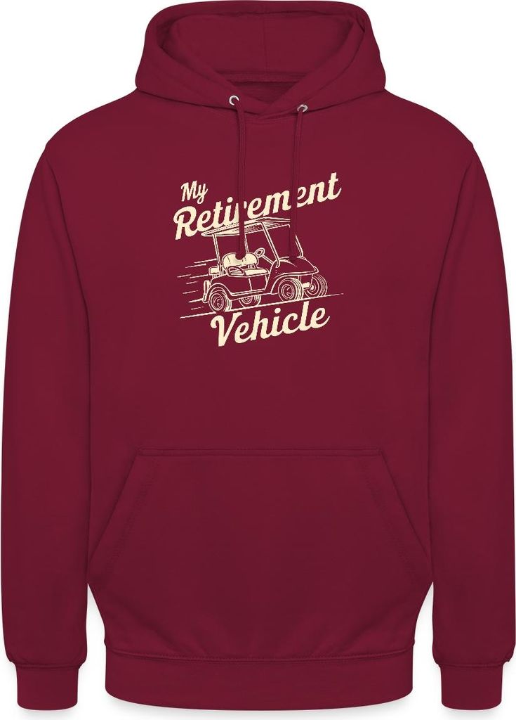 Spreadshirt My Retirement Vehicle Lustiges Golfcart Motiv Uni Hoodie, XXL, Bordeaux