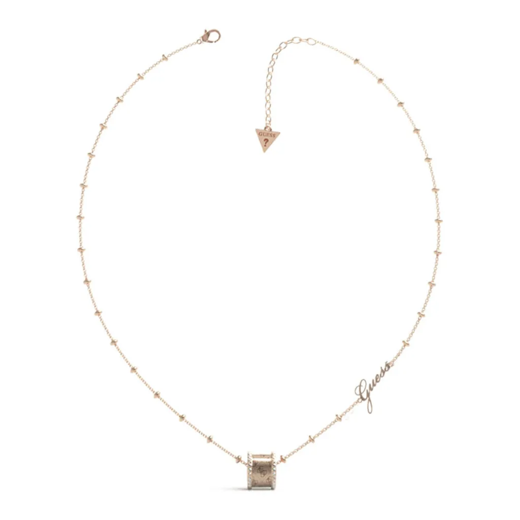 Collier Sautoir Femme Guess en Acier Rosé Orné de Strass Scintillants