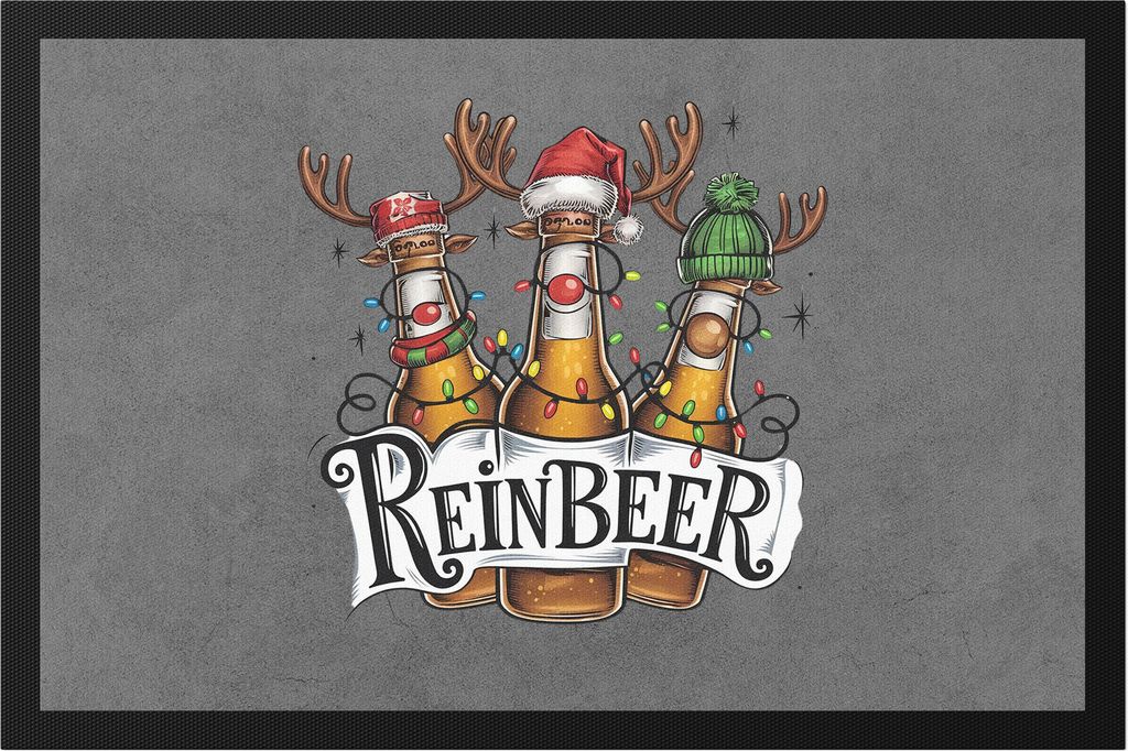 ReinBeer Fußmatte Bier Weihnachten Geschenkidee Weihnachtsbier Party Accessoire