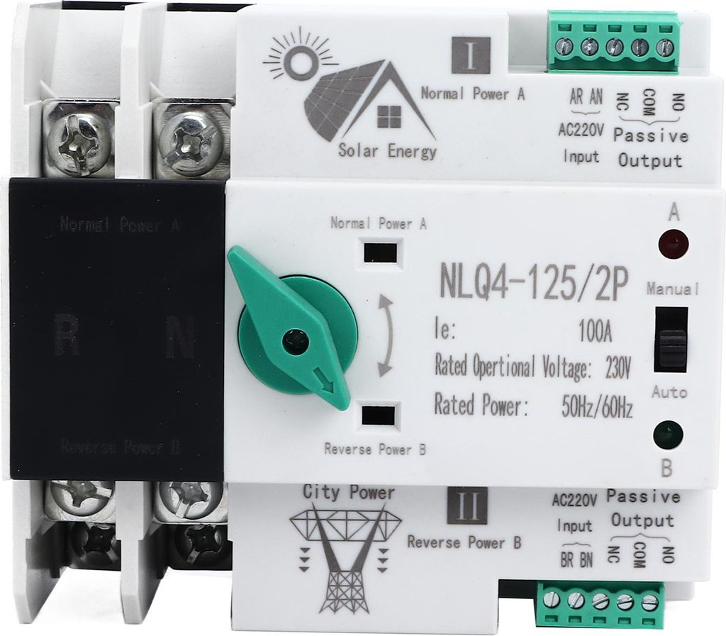 Automatischer 230V 100A Doppelstrom Transfer Switch – Schneller Umschalter für Zuhause und Werkstatt