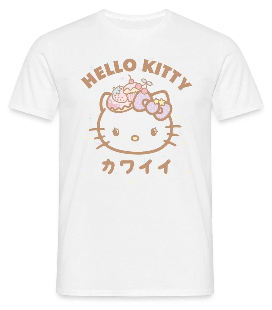 Spreadshirt Hello Kitty Kawaii Stil Männer T-Shirt, XXL, Weiß