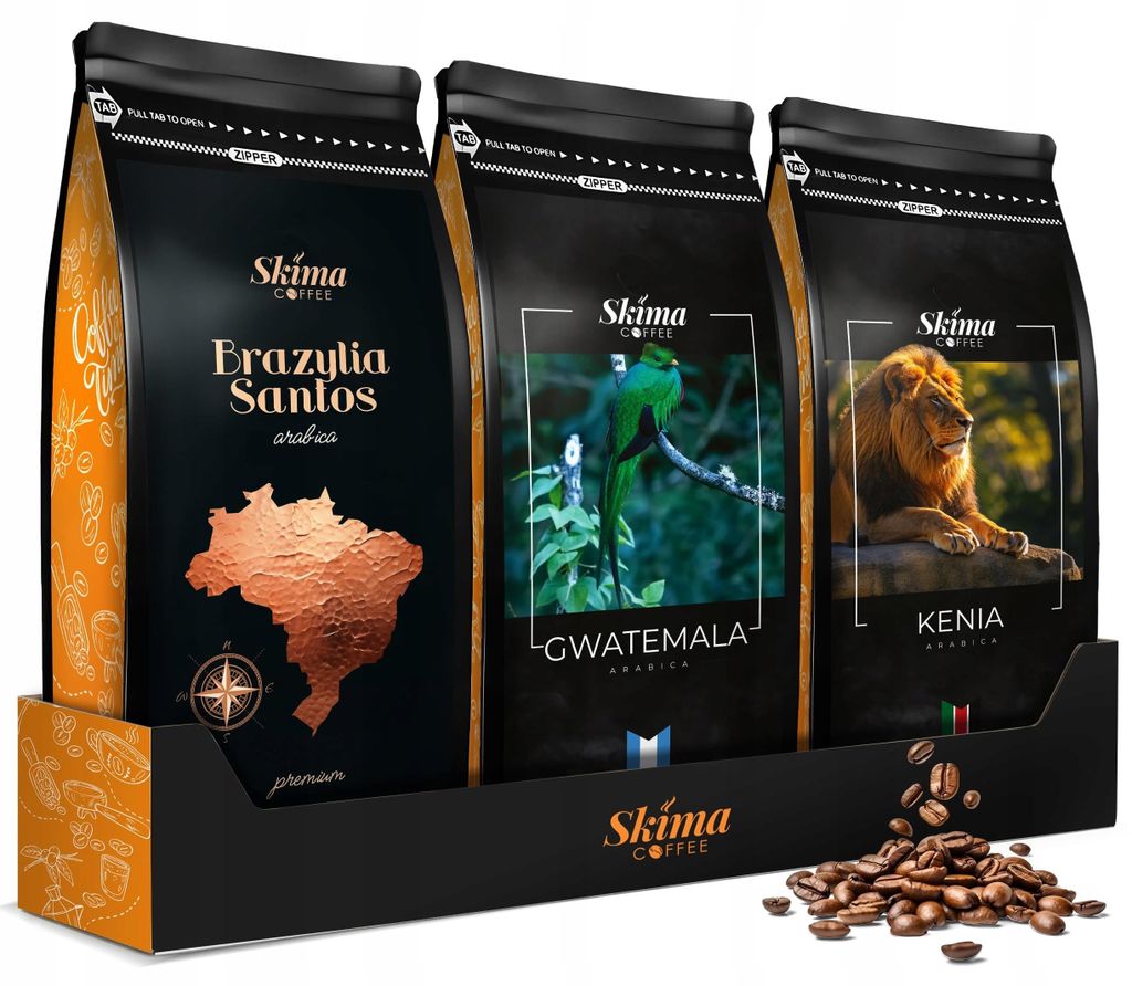 Zrnková káva 3 x 1 kg KEŇA/GUATEMALA/BRAZÍLIE SANTOS Obrázek produktu 