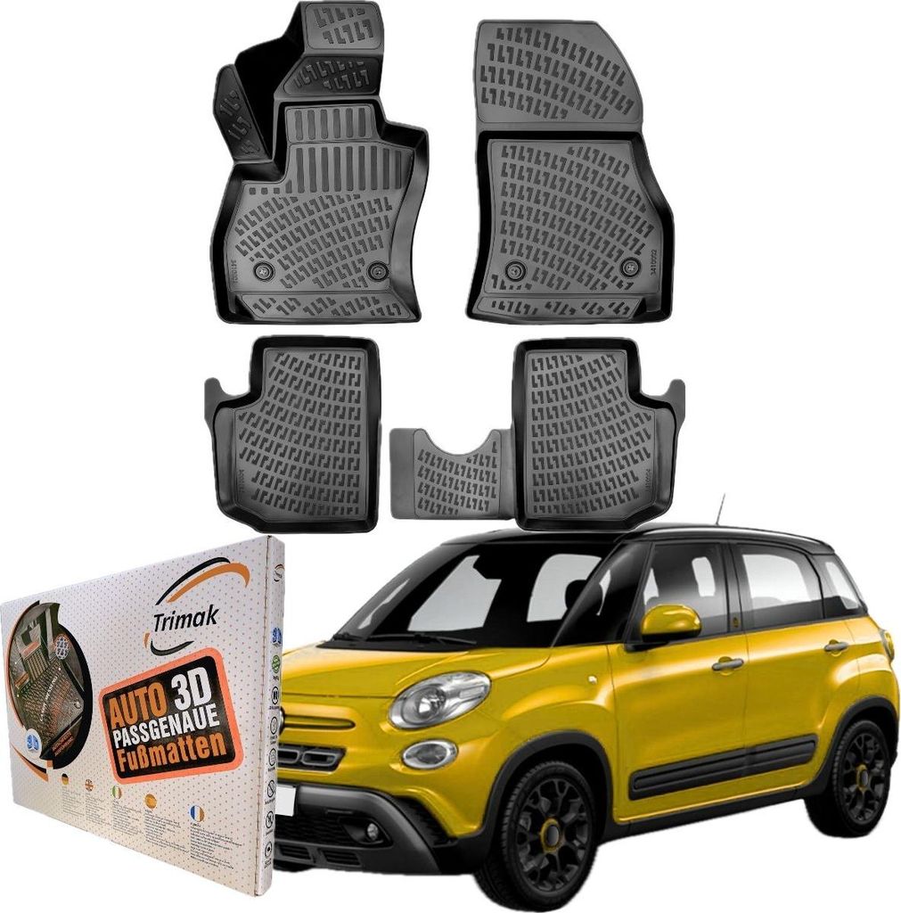 Trimak Autofußmatten kompatibel mit FIAT 500 L Auto Allwetter Gummimatten