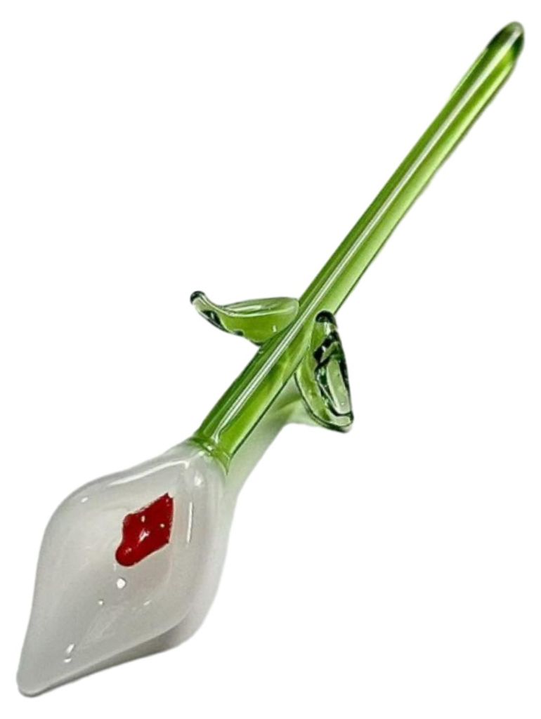 Handgefertigte Glas-Callilie mit Stiel, mundgeblasene Mini-Glasblumenfigur, Dekoration für Wohnzimmer, Büro, farbenfrohes Blumenornament