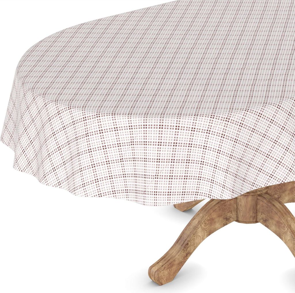 Tischdecke Wachstuchtischdecke Gartentischdecke Wachstischdecke Karriert Beige Wasserabweisend Oval Breite 140 cm Länge 220 cm mit Schnittkante