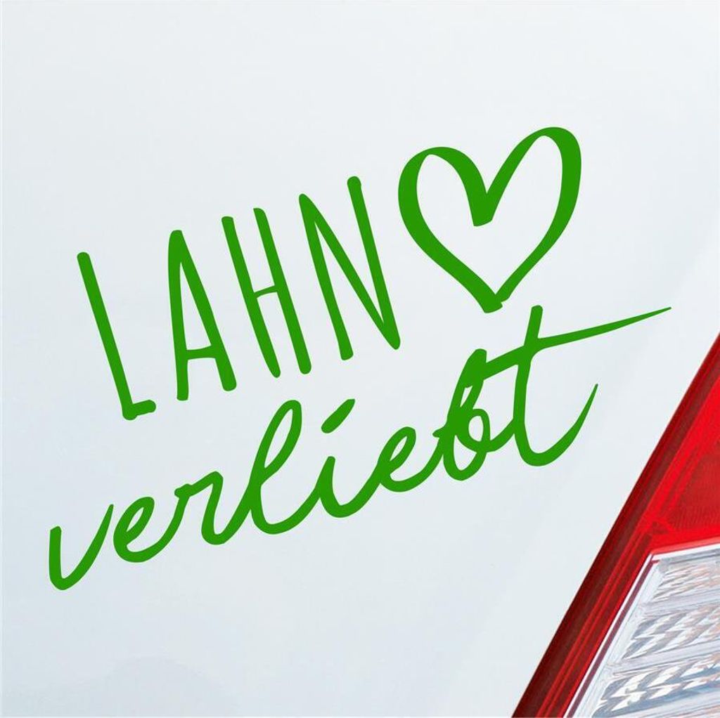 Auto Aufkleber Lahn verliebt Herz Fluss River Wasser Water Liebe Car 19x10 cm Hellgrün Sticker Heckscheibenaufkleber