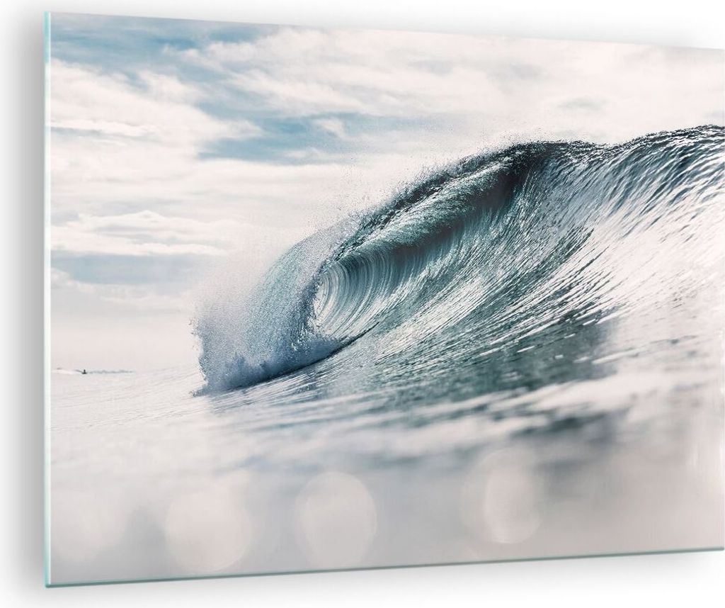Bilder auf glas - Einteilig - Welle Meer Ozean - 70x50cm - Glasbilder - Wandbilder - Bilder - zum Aufhängen bereit - Wanddekoration aus Glas - Gla...