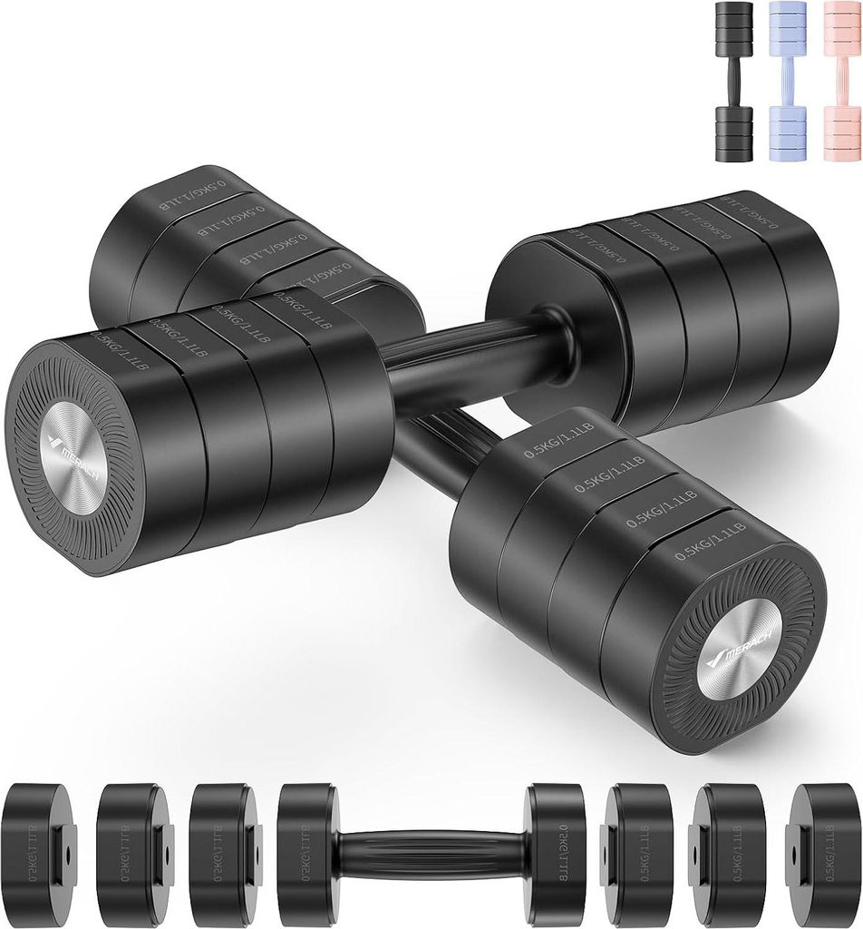 Verstellbare Hantelset von 2 - 1-4 kg Gewichte - Damen - Krafttraining für das Home Gym