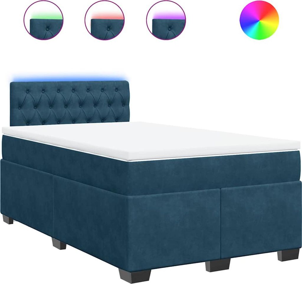 vidaXL Boxspringbett mit Matratze Blau 120x200 cm Samt