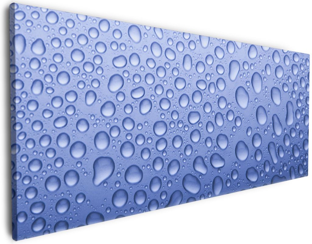 Wallario Premium Leinwandbild Wassertropfen auf Glas in Größe 80 x 200 cm