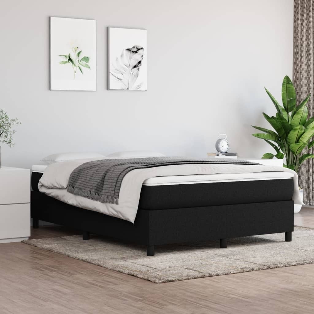 The Living Store Boxspringbett mit Matratze Schwarz 140x200 cm Stoff