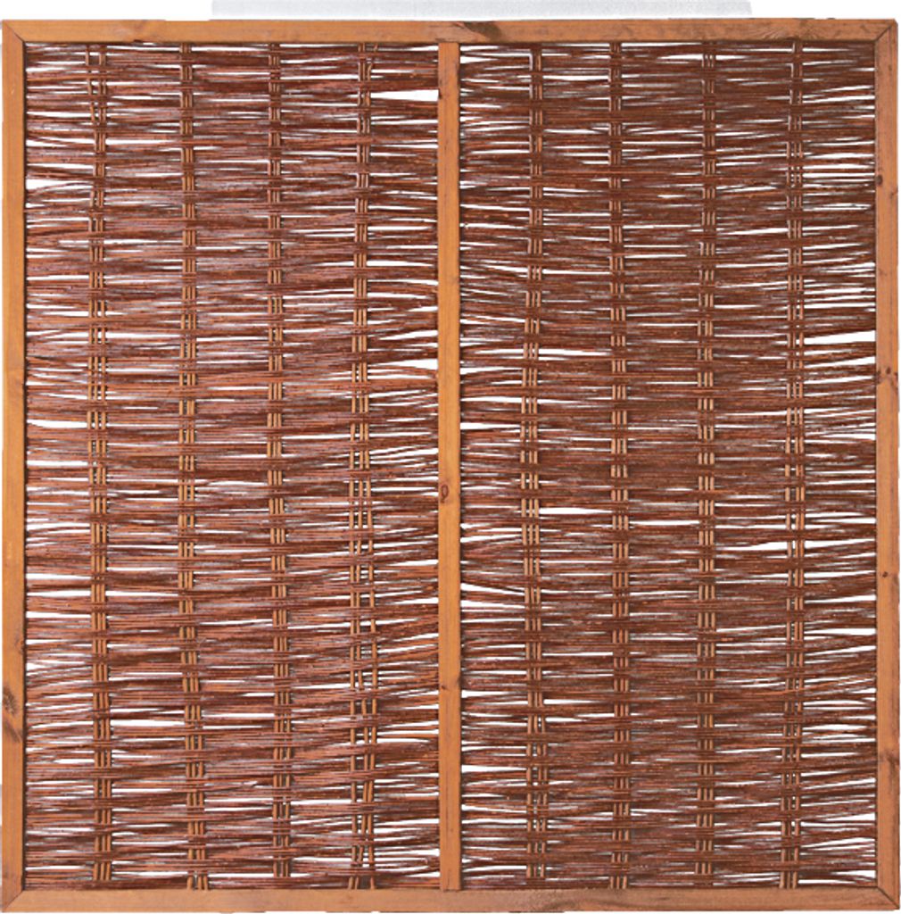 T&J FOGO Weidengeflechtzaun mit Rahmen und Strebe 180 x 180