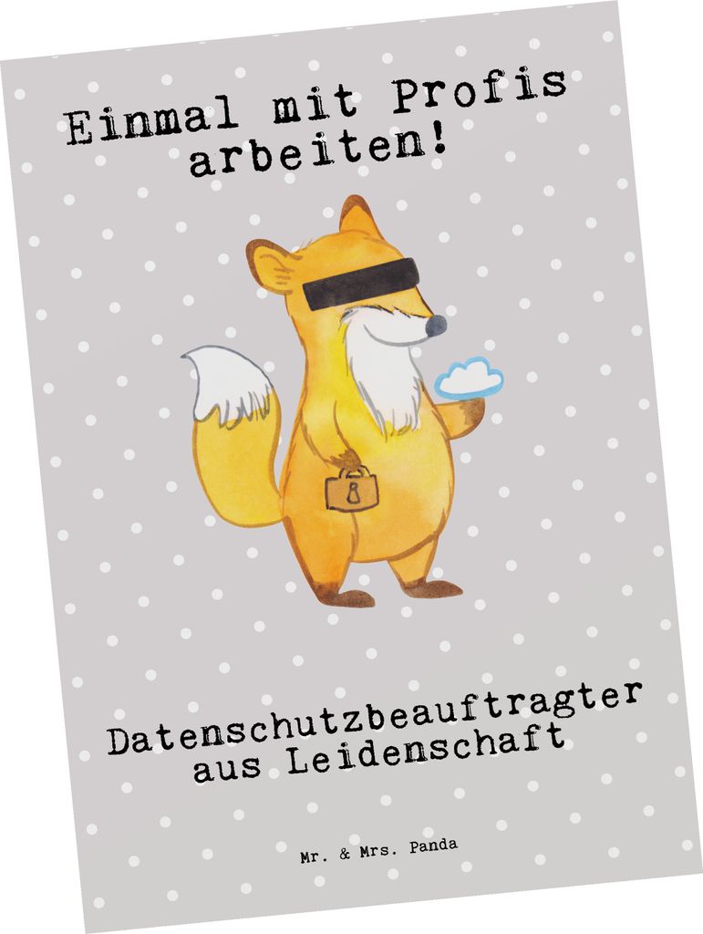 Mr. & Mrs. Panda Postkarte Datenschutzbeauftragter Leidenschaft - Grau Pastell - Geschenk, Datenschutz, Lustig, Ansichtskarten, Datenschützer, Spr...