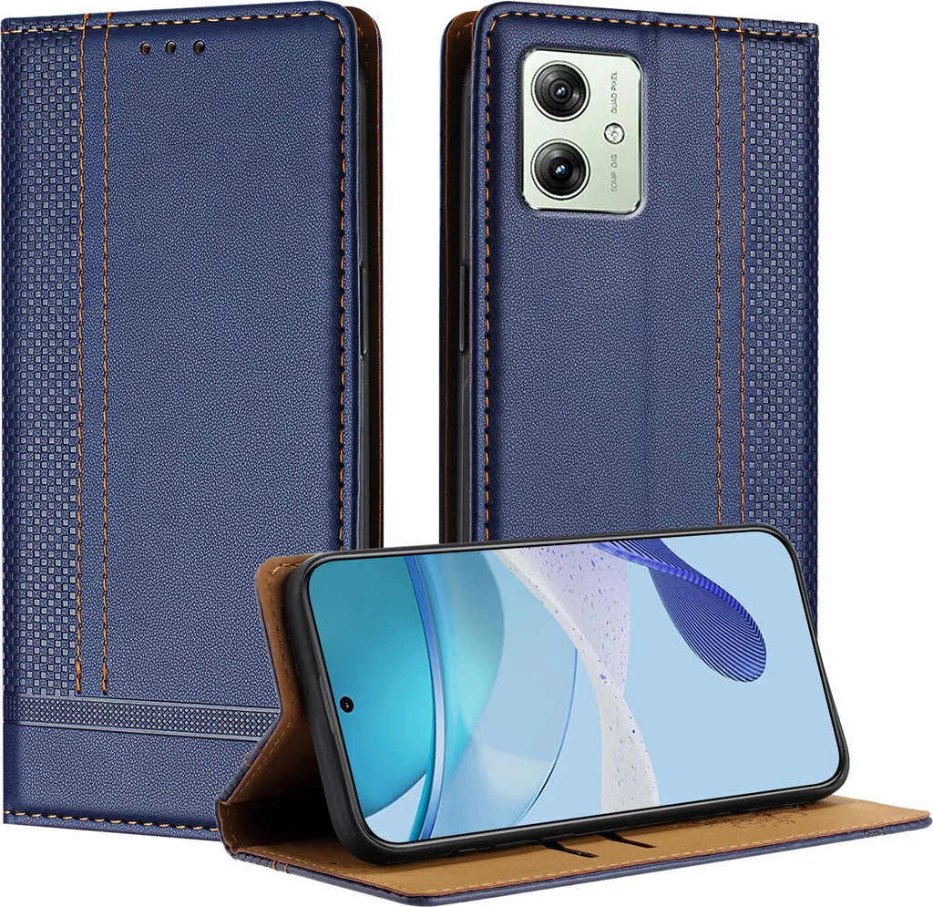 Mo-Beauty Cover per Motorola Moto G51, Cover Portafoglio [Shell TPU] in Pelle Sintetica Tasca Carte Antiurto Protettiva di Con Slot Premium Flip Libro Custodia per Moto G51 (Blu