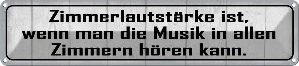 vianmo Blechschild 10x46 cm Zimmerlautstärke ist Musik in Spruch Zitat