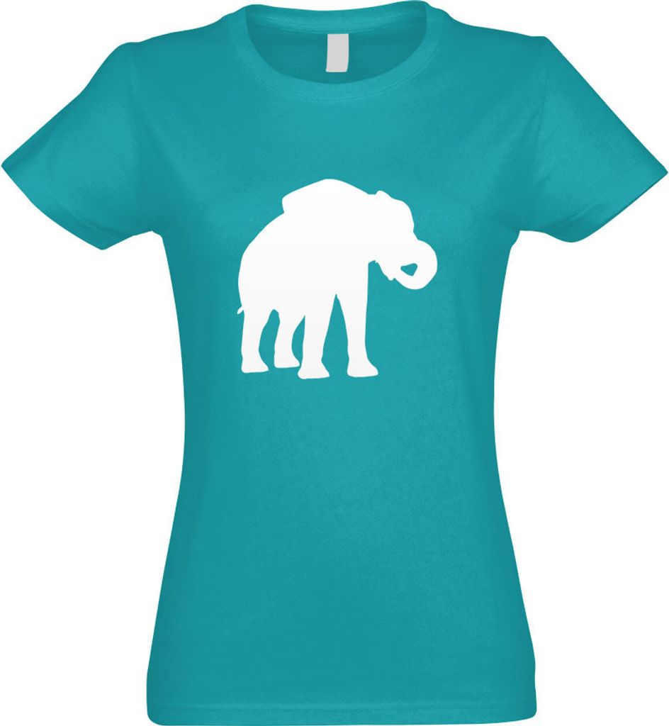 Kiwistar - T-Shirt tailliert - Damen - türkis - Elefant Motiv 2 - Rüsseltiere - mit Motiv Bedruckt - Funshirt Design - Sport - Freizeit - Damen - S