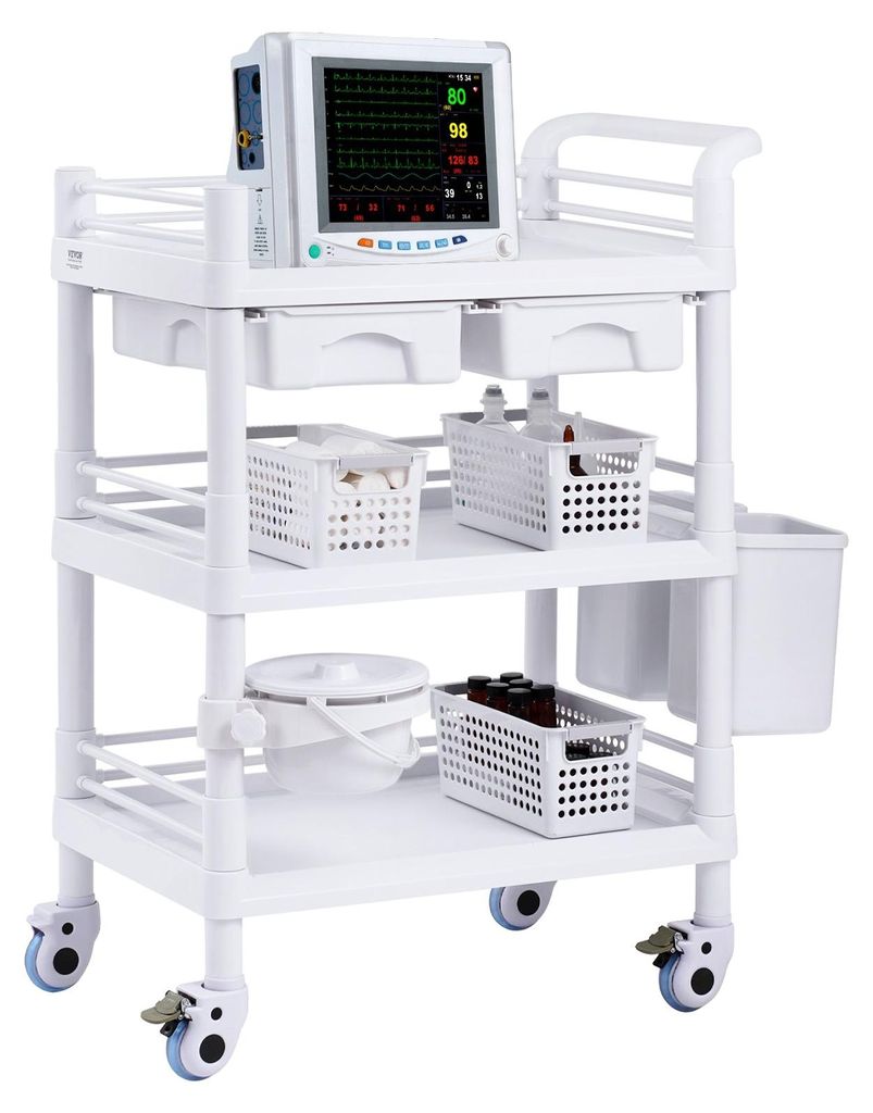 Carrito de laboratorio VEVOR de 3 niveles, con 3 estantes y Imagen del producto 