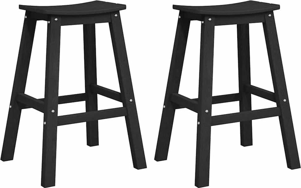 Barhocker 2 pcs Schwarz 52 x 43 x 73,5 cm HDPE