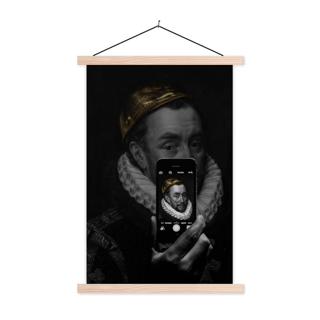 MuchoWow Textilposter Wilhelm von Oranien - Adriaen Thomasz - Smartphone 60x90 cm mit holzfarbenen Rahmen - Textil