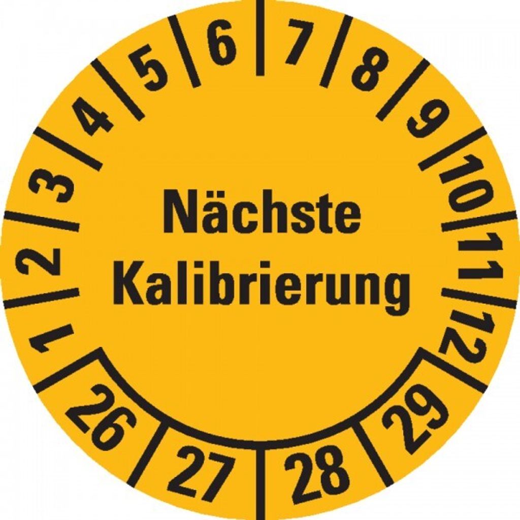 Dreifke Prüfplakette Nächste Kalibrierung 26-29, gelb, Dokumentenfolie, Ø 20...