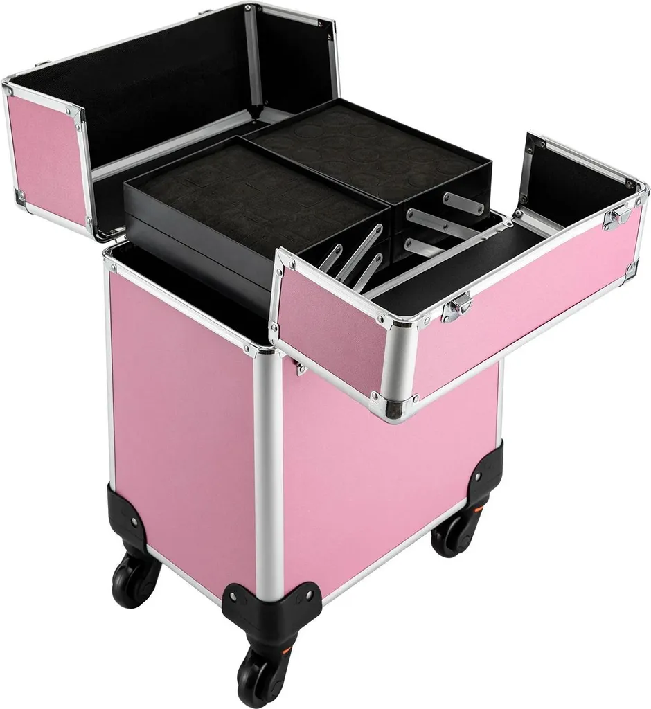 Valise Cosmétique Trolley en Aluminium Rose 34x24x45cm avec Serrure