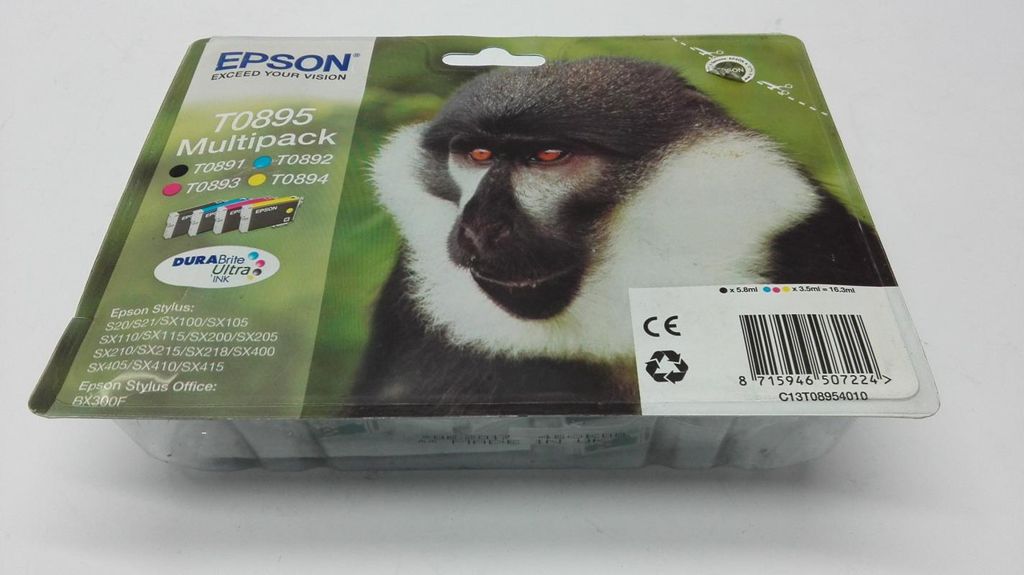 Epson Monkey T0895 Affe DURABrite Ultra Multipack 4 Farben Produktbild 