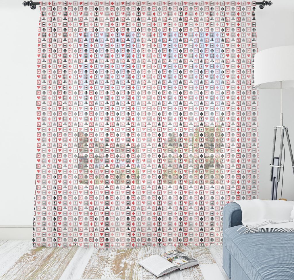 ABAKUHAUS Kasino Wandteppich, Ikonen Der Spielkarten Karten Kreuz Herz Symmetrische Geometrischer Druck, Wohnzimmer Schlafzimmer seidiges Satin Wan...