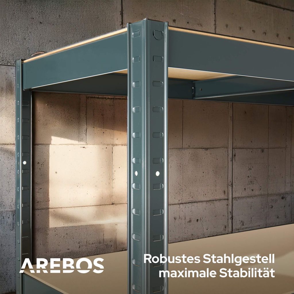 Zestaw 2 wytrzymałych regałów AREBOS 180 x 90 x 40 | 875 kg Zdjęcie produktu 8