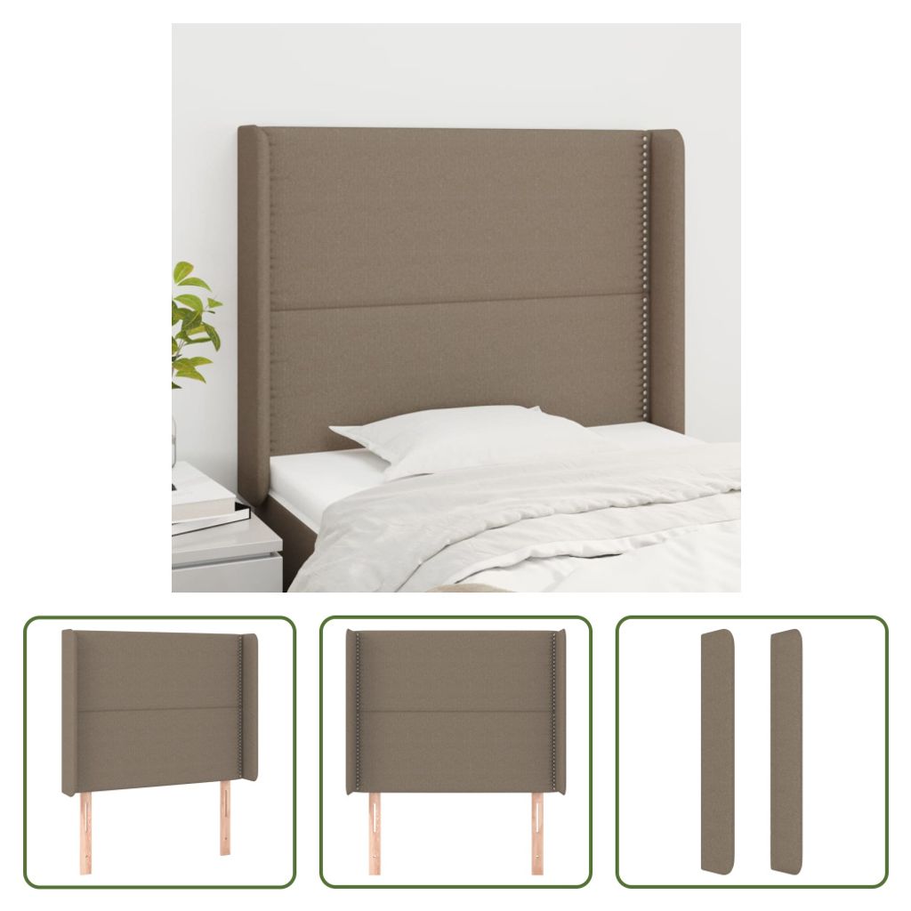 The Living Store Kopfteil mit Ohren Taupe 93x16x118/128 cm Stoff