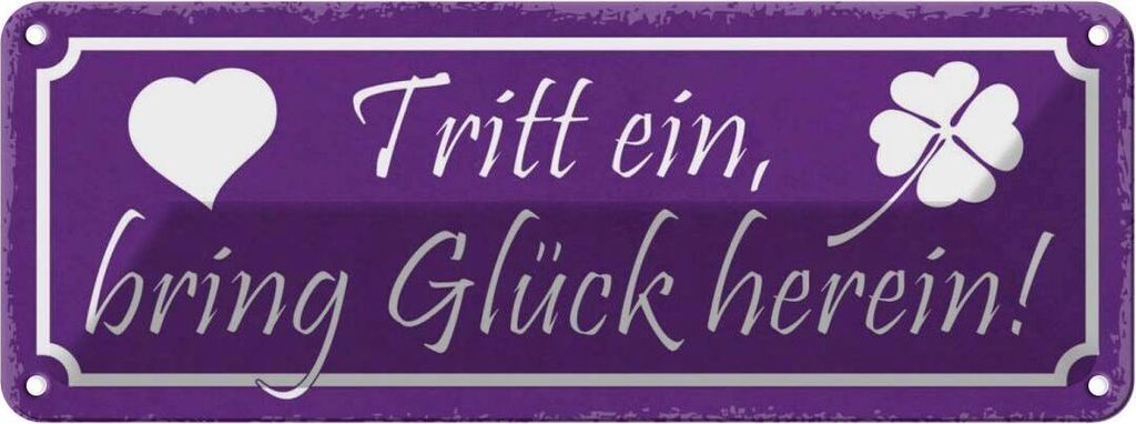 vianmo Blechschild 10x27 cm Tritt ein bring Glück herein Dekoration Spruch Zitat