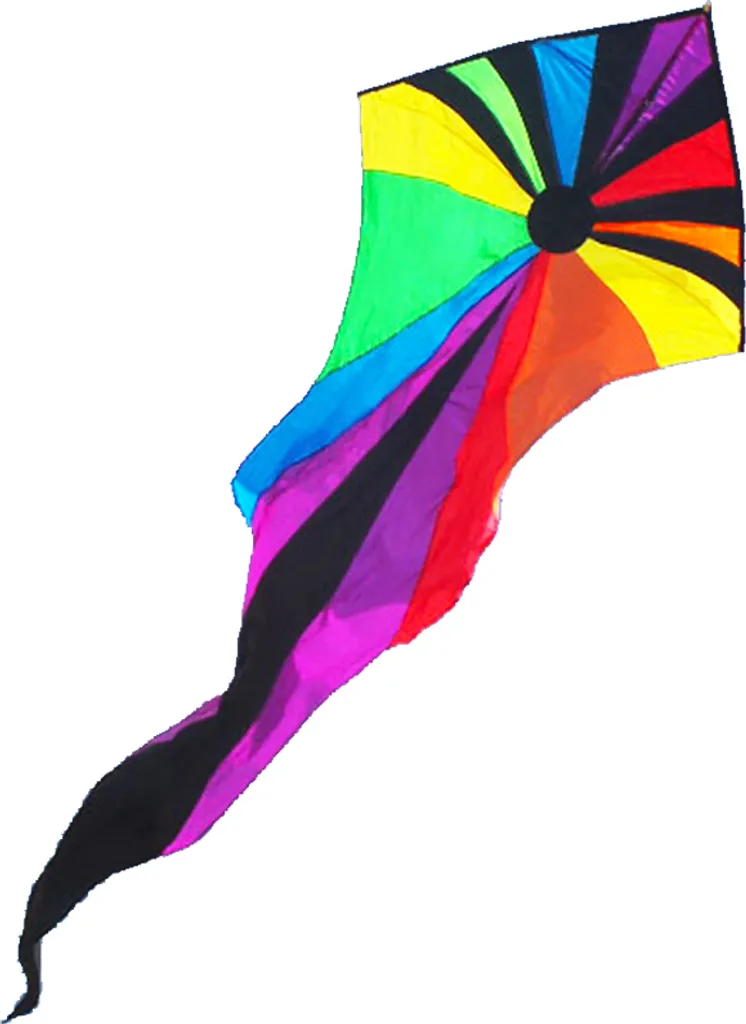 Cerf-volant arc-en-ciel delta en polyester avec longue queue de 7m
