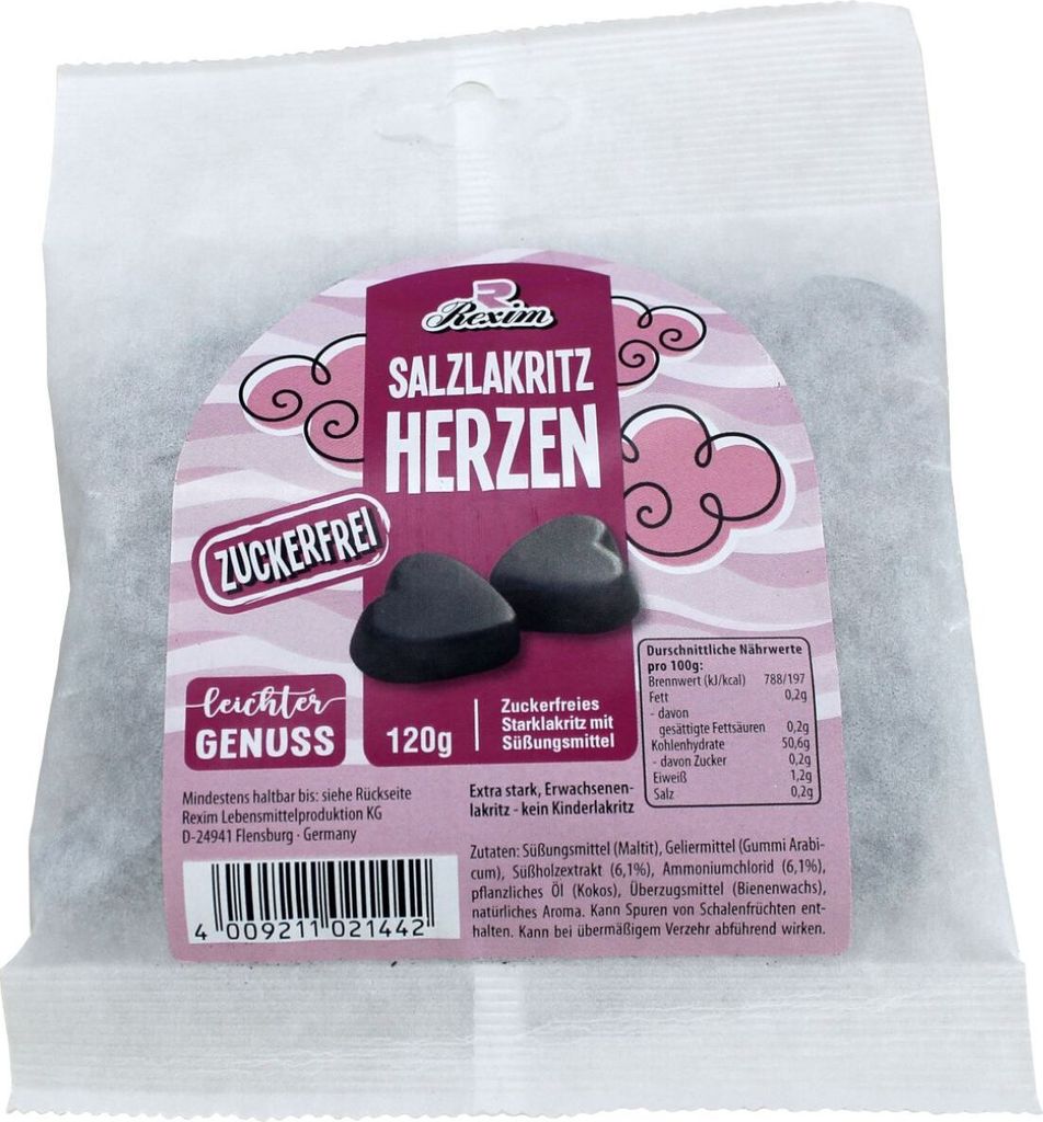 Rexim Salzlakritz Herzen zuckerfrei 120g Produktbild 