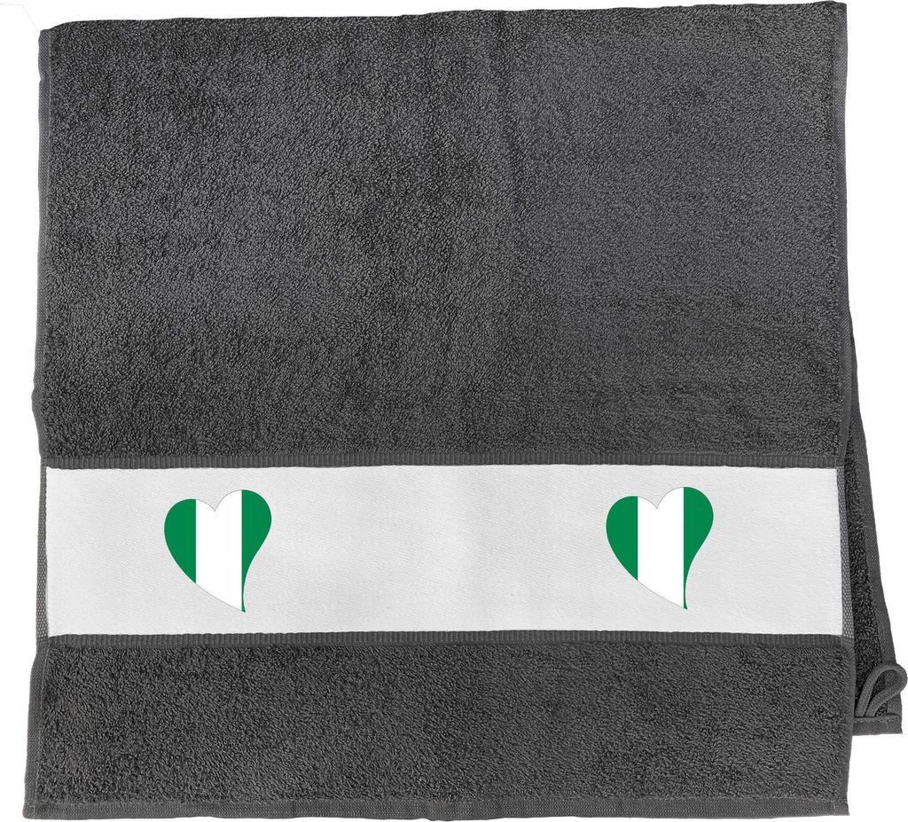 Huuraa Handtuch Nigeria Flagge Herz 50x100cm Graphite Baumwolle Handtuch Geschenkidee