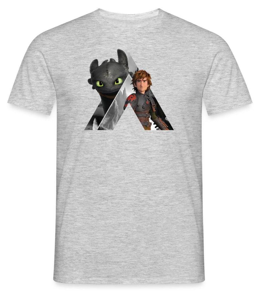 Spreadshirt Drachenzähmen Leicht Gemacht Ohnezahn und Hicks Männer T-Shirt, XXL, Grau meliert
