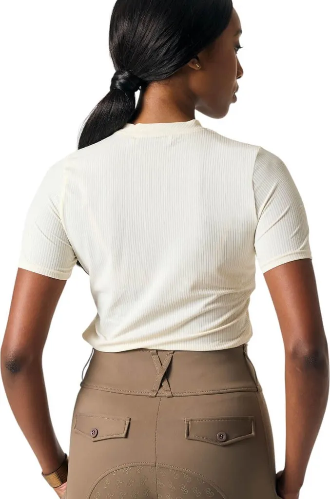 T-Shirt Mesh rayé Courtney SS FS 2025 Vanilla Beige confortable en M - 2