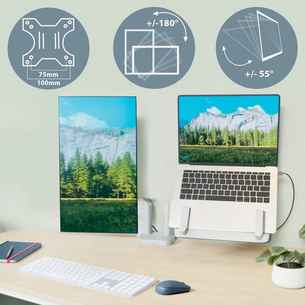 Support écran et portable LEITZ Ergo gris avec pince de table robuste - 10