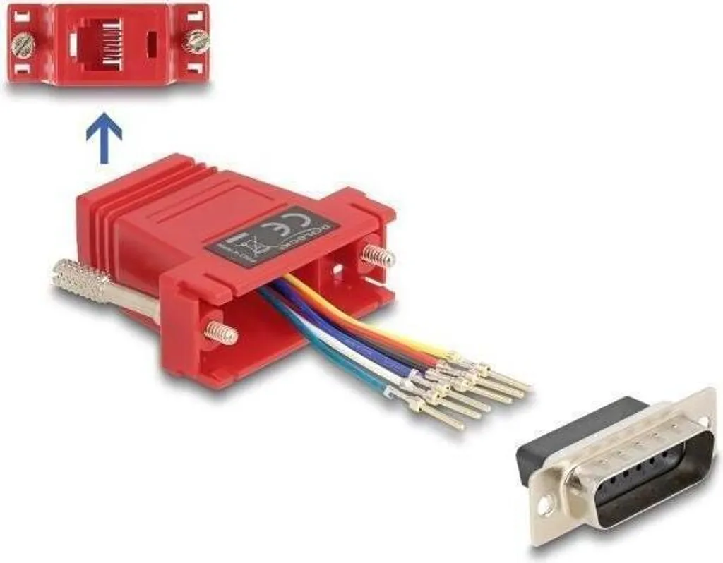 Kit di montaggio adattatore da D-Sub 15 pin a RJ12 rosso, assegnabile individualmente