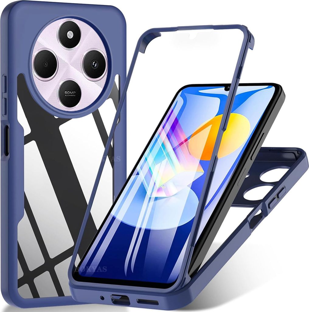 A phone case is shown disassembled with a phone inside.