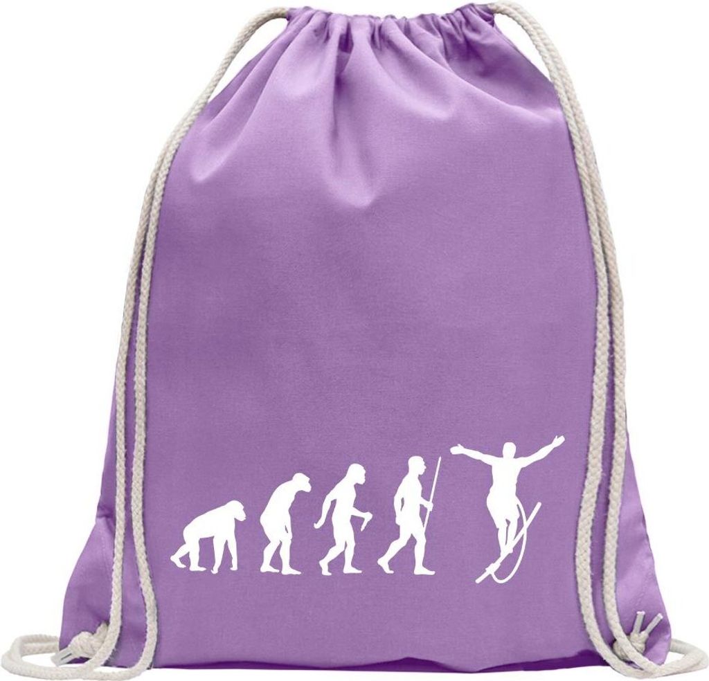 Kiwistar - Turnbeutel - lavendel - Seiltanz Laufen Evolution - Fun Rucksack Sport Beutel Gymsack Baumwolle mit Ziehgurt