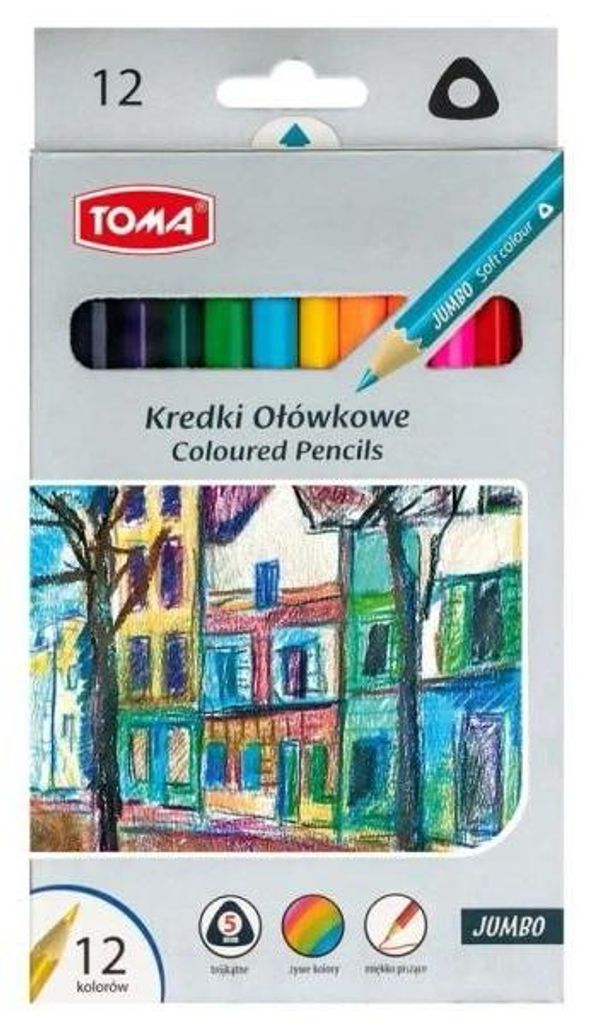 Dreieckige Jumbo-Buntstifte, 12 Farben – TOMA
