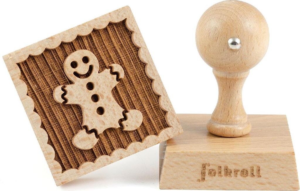 Folkroll Keksstempel Lebkuchenmann, 55x55 mm, Cookiestempel, Backstempel, Keks, Stempel, Motiv, Buchenholz, 334805