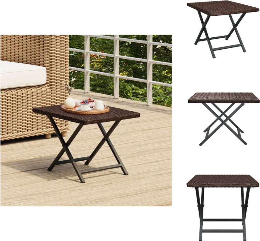 vidaXL Klapptisch Braun 45x35x32 cm Poly Rattan - Gartentische