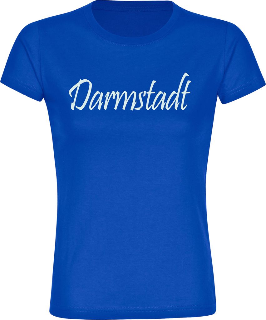 multifanshop Damen T-Shirt - Darmstadt - Schriftzug, blau, Größe XXL