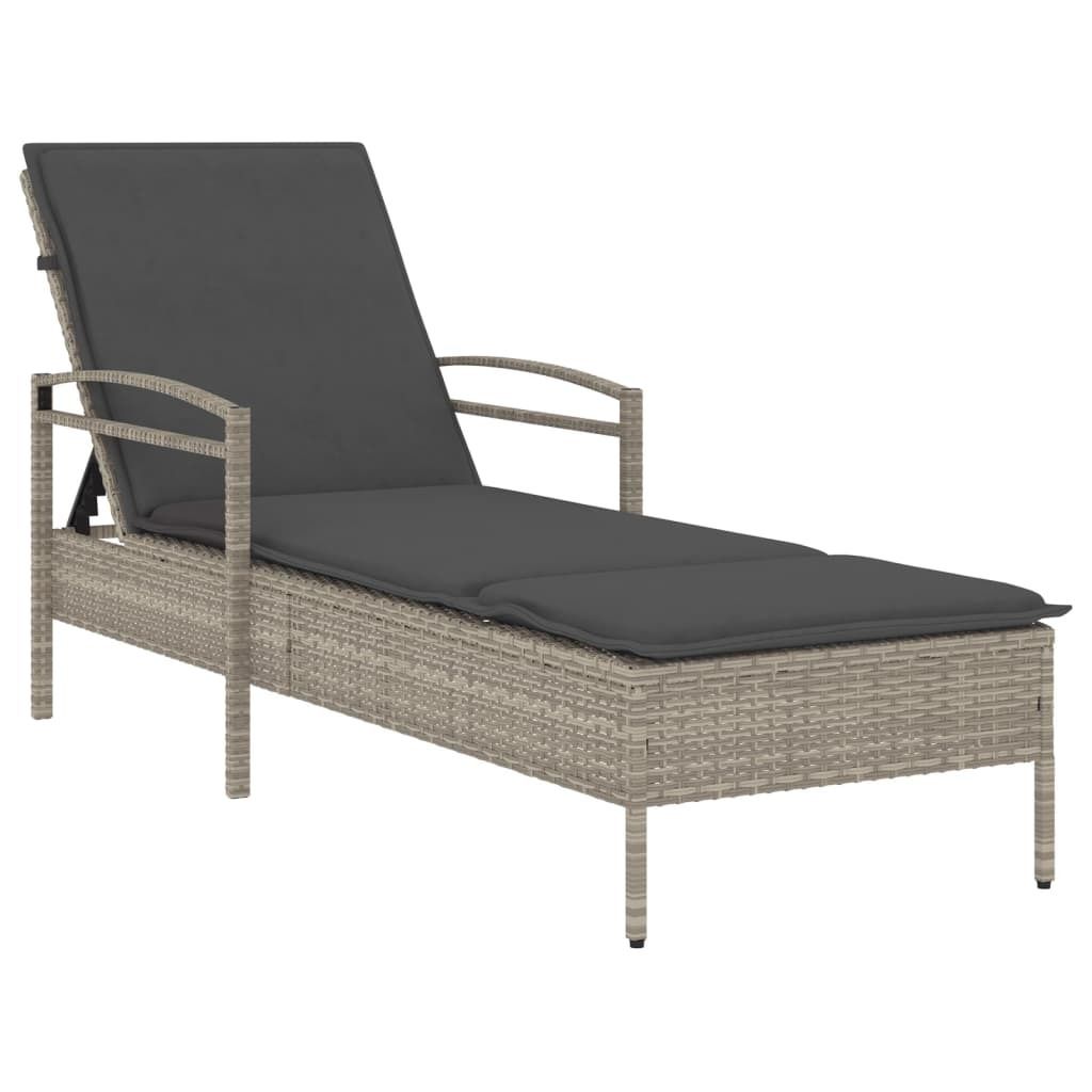 vidaXL Sonnenliege mit Auflage Hellgrau 63x200x81 cm Poly Produktbild 