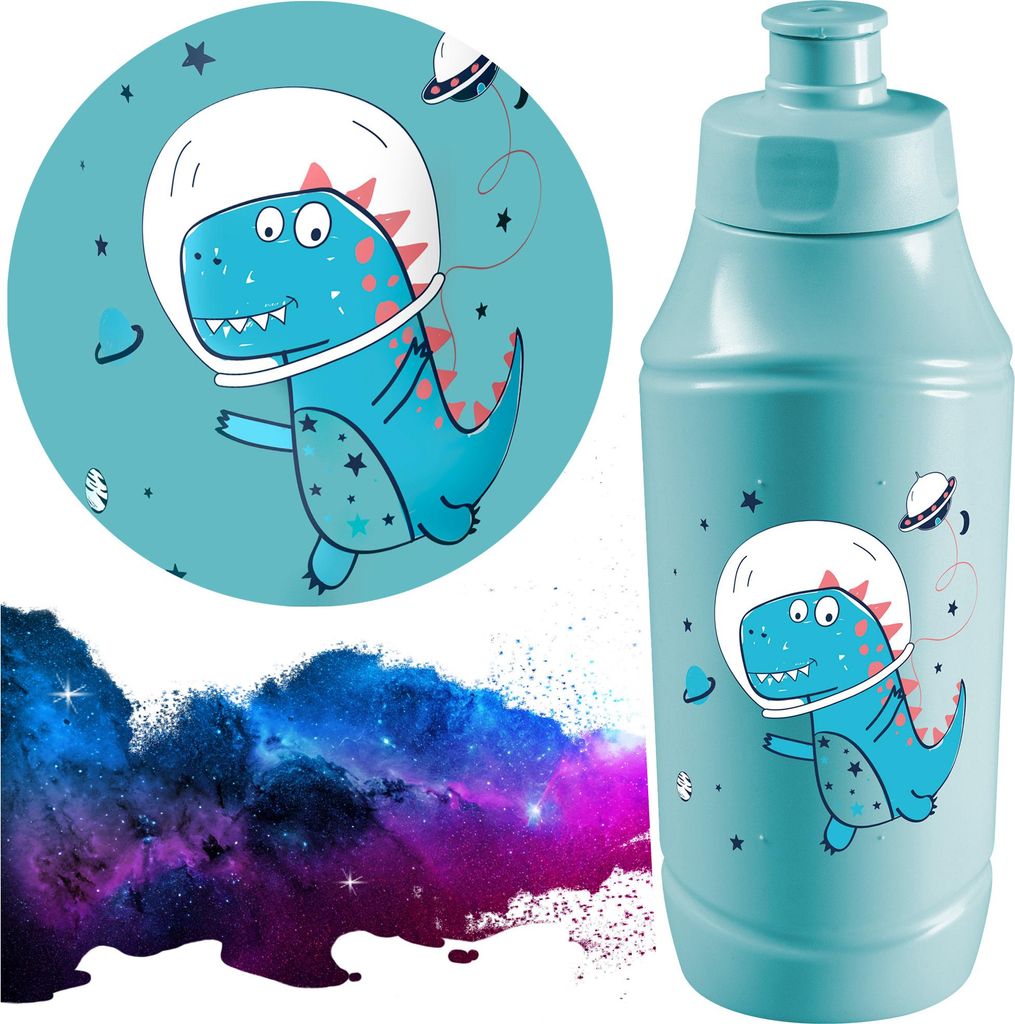 Trinkflasche 375ml Kinderwasserflasche Wasserflaschen Zum Wandern Schule Dinosaurier Blau
