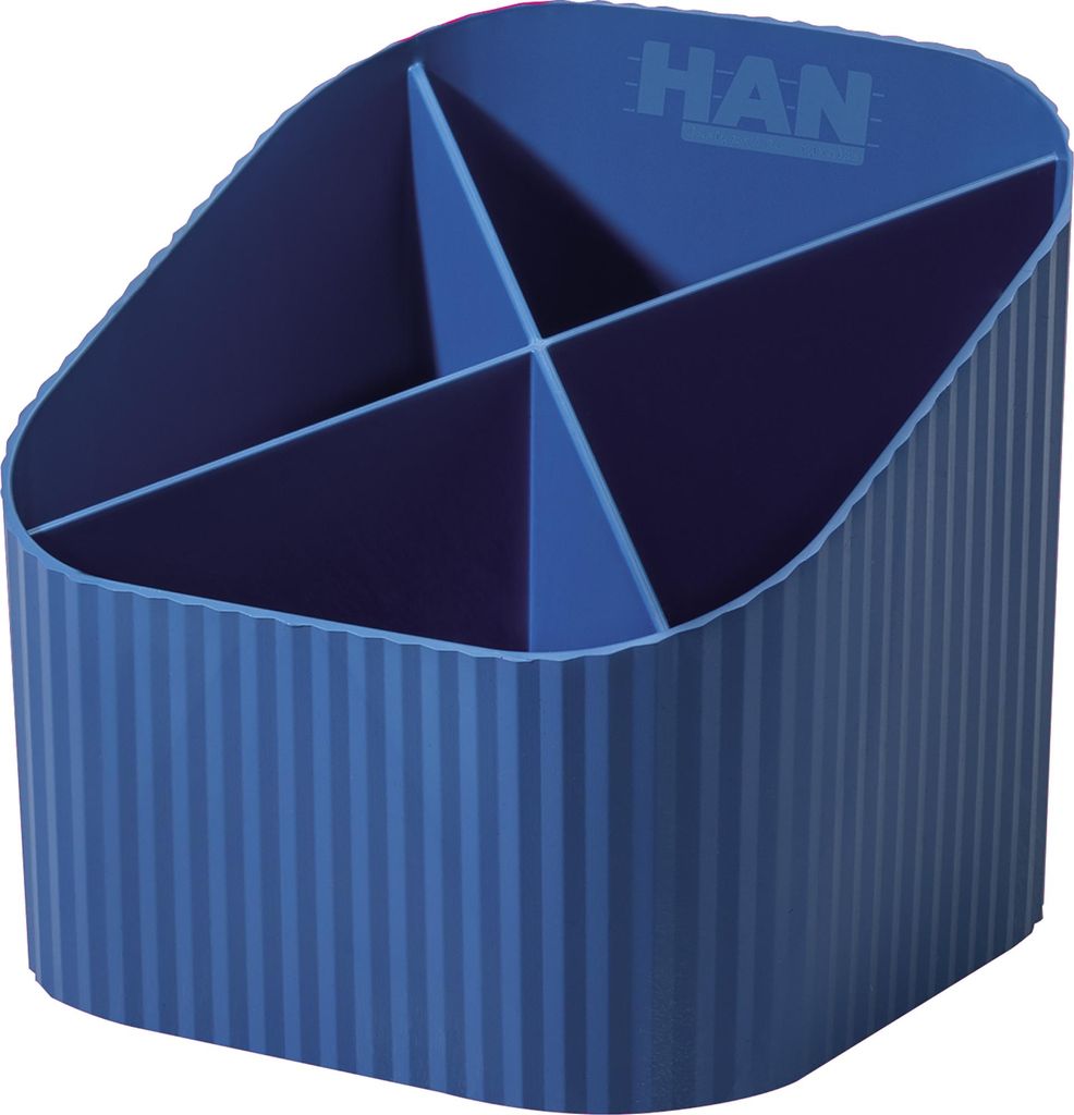 HAN Schreibköcher KARMA - 4 Fächer, Recyclingmaterial, öko-blau
