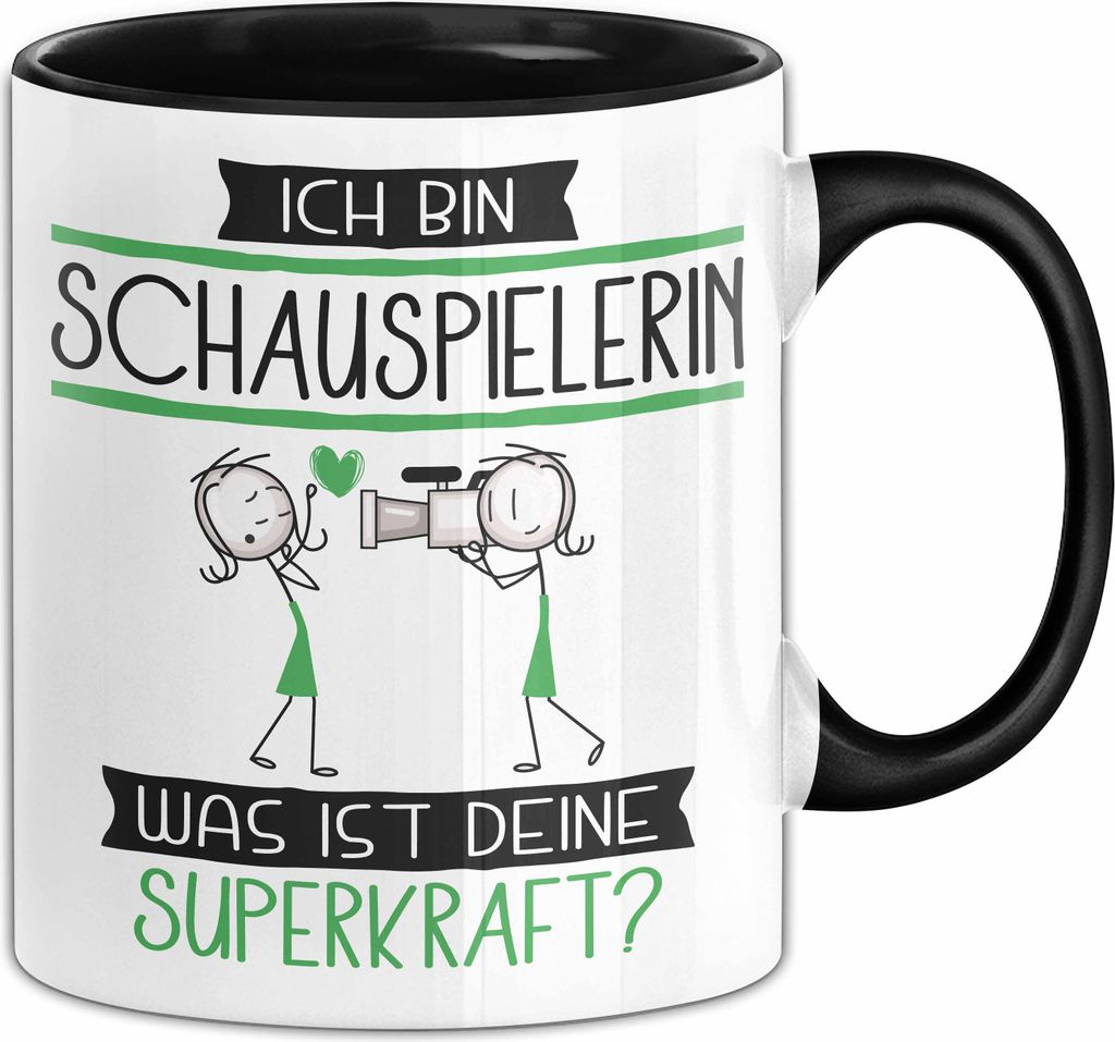 Schauspielerin Geschenk Tasse Ich Bin Schauspielerin Was Ist Deine Superkraft Geschenkidee Lustig Geburtstag Weihnachten (Schwarz)