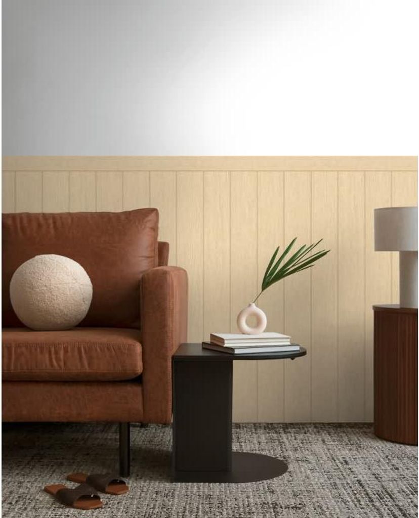 Sockeltapete in Holzoptik Creme Beige - Wandpaneel dezent strukturiert - Vliestapete (KG-175868)